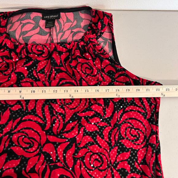 Lane Bryant Women's Dress Sequin Sparkle Red Black Sleeveless Ruched Collar - Picture 14 of 16